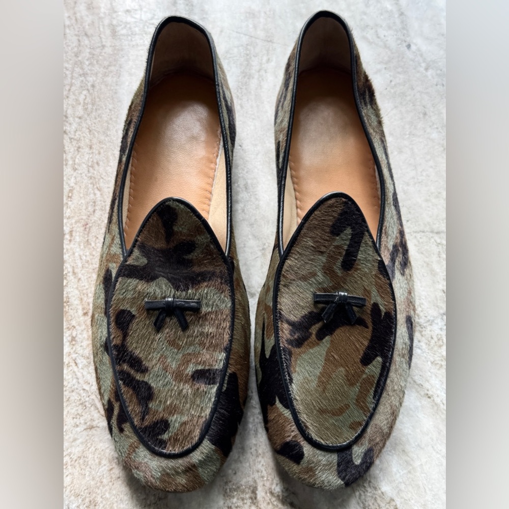 BELGIAN SHOES MR CASUAL LOAFER PONY HAIR CAMOUFLAGE CAMO SLIPPER BOW 12.5  $750